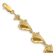7.25 Inch 14K 3-D Conch Shell Link Bracelet