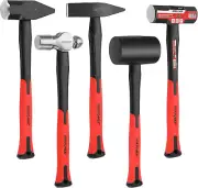5PCS Hammer Set, 3LB Sledge Hammer, 3LB Cross Peen Hammer, 500G Chipping Hammer,