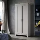 Wardrobe Cabinet Clothes Storage Large Cupboard 2 Doors Organiser Grey 180cm