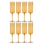 2x 4pc Ladelle Flynn Champagne/Flute Glass Stemware Drinkware 24.5x5cm Amber