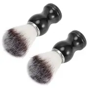 2PCS Men's Shaving Brush Synthetic Nylon Brush Knot Shaving Brush With Pure Bl