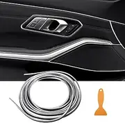 TOMALL Car Interior Moulding Strip Car Decorative Filler Insert Strips 10M(32ft) Flexible Electroplating Decoration Styling Dashboard Accessories with Installing Tool (Silver)