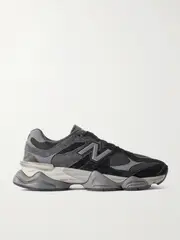 [New Balance] New Balance - 9060 Leather And Suede-trimmed Mesh Sneakers - Dark gray - US8 US 8 Gray