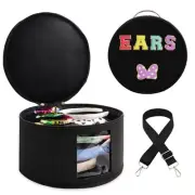 Chenille Letter Bow Mouse Ears Travel Case,Large Round Tiara Tote Storage Box...