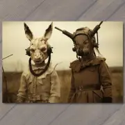 11x17" Weird Creepy Vibe Bunny Ears Masks Apocalypse Cult Strange Unusual Kids