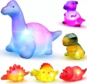 6 Packs Light-Up Floating Dinosaur Bath Toys Set, for Baby Toddler Nephew in Bir