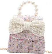 [FOMIYES] Little Girl Pearl Bowknot Handbag Elegant Crossbody Bag for Stylish Chain Purse for Parties Shopping and Everyday Use Present