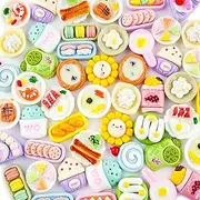 Kaiyuan Dynasty 50 Pcs Mini Resin Cake Cute Tiny Resin Food Figurines Bulk Miniature Landscape Cake for Fairy Garden Miniature Dollhouse Cake Decorations