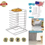 Durable 8-Tier Pizza Rack - Sleek Stainless Steel Design for Homes & Restaurants