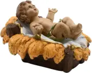 Italian Heirloom Baby Jesus in a Manger Nativity Figurine | Painted Christ Child