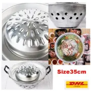 Set Stove Pan Grill Thai Aluminuim Cook BBQ Steak Size 35 cm