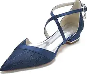[Minishion] Womens Comfortable Wedding Flats Cross Strap Pointed Evening Pumps Shoes with Buckle BR173