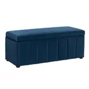 Lumine Velvet Fabric Sofa Bench Storage Ottoman Foot Rest Stool Dark Blue