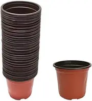 TooToo 100 PCS Plastic Plant Flower Pots 4 Sizes Nursery Seedlings Container Flowerpot Seedling Containers with Drainage Holes Breathable Planters for Indoor/Outdoor Gardening(15cm/100Pcs)
