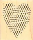 Chicken Wire Heart, Wood Mounted Rubber Stamp IMPRESSION OBSESSION - NEW, D9509