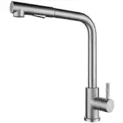 Kitchen Tap with 2-Mode Pull-Out Spray 360 Rotating Sink Mixer Tap in 304 Stainless Steel - Brushed Silver