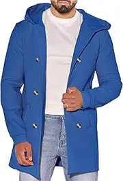 [Gsywaipei] Mens Multi Color Wool Blend Coat Winter Double Breasted Male Coats Slim Fit Casual Business Overcoat, Royal Blue, Small