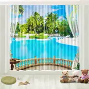 Palm Forest Great Beach 3D Curtain Blockout Photo Printing Curtains Drape Fabric