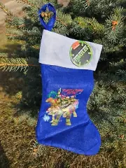 NEW Teenage Mutant Ninja Turtles Blue Brushed Felt Christmas Stocking w Gift Bag