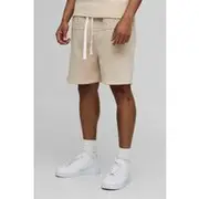 Mens Stone Oversized Worldwide Embossed Drop Crotch Shorts
