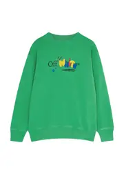 Off-white Kids Funny Logo-print Cotton Sweatshirt (4-10 Years) - Green - 08YR (8 Years) 08YR (8 years)