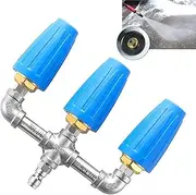 Twin/Triple Turbo Nozzle, Triple/Dual Turbo Nozzle Pressure Washer, 360° Rotating Turbo Nozzle for Power Washer with 1/4" Quick Connector (Triple)