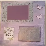 Unique,Brave,You Set 2 Scrapbooking Page Pre-made 12x12 Hand Crafted Butterflies