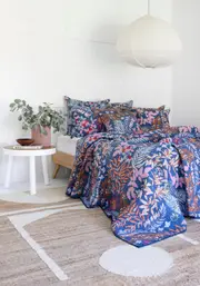 Floral Cotton Quilt Throw Bedspread Block Print Quilt Indian Quilt Comforter Duvet Cover Quilt Gift - Grey Cherry Monkey