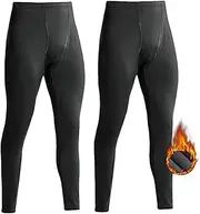 [YUSHOW] 2 Pack Men's Thermal Underwear Bottoms Long Johns for Men Baselayer Athletic Thermal Pants Ultra Soft Leggings Tight