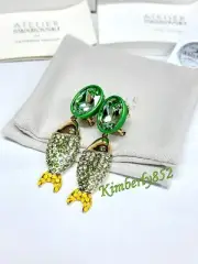 Swarovski Mustique Sea Life Fish Pierced Earrings GOS Green Crystal NEW 5533747