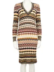 Wool Abstract Striped Knit Dress