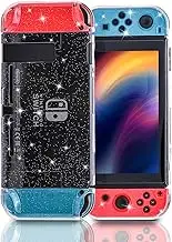 Switch Glitter Case, Switch Protective Case with Tempered Glass Screen Protector and Thumb Grip Caps