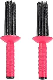 Curly Hair Styler Tool, 2Pcs Air Volume Combs,17 Teeth Round Hair Fluffy Curling Roll Comb,Anti‑Slip Curling Wand,Hair Curler Curling Make Up Brush Roller Tool for Home Salon