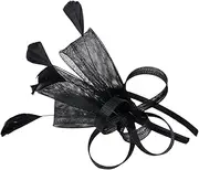 [OATIPHO] Flower Headband Elegant Tea Party Fascinator Hat for Women Vintage Feathering Headpiece Black