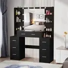 Vanity Set with LED Lighted Mirror Makeup Dressing Table Dresser Desk Shelves