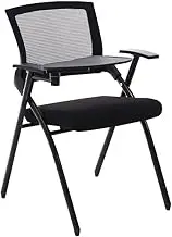 Folding Chairs Office Chair with Arms, Steel Metal Frame Nesting Chair for Computer Desk, Black Back Chairs(Size:1pack)