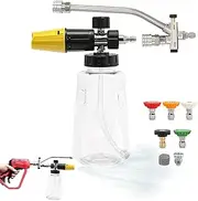Double Pressure Washer Nozzle - Sprayer for Water Hose - 1000ml Soap Bottle, Water Sprayer with 5 Nozzle Tips, Washer Accessories for Motorcycle