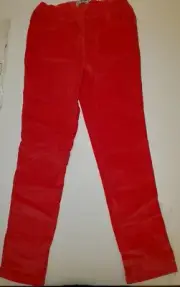 NEW MINI BODEN Girls Dark Pink CORD LEGGINGS Slim Pants Jeans Elastic Waist 12