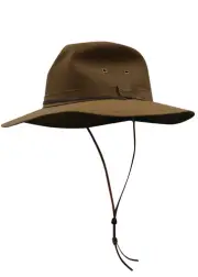 Thomas Cook Wide Brim Oilskin Hat Made From Cotton Waxed Oilskin in Camel