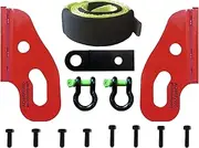 5T Recovery Tow Points Red + 5T Recovery Hitch Receiver + 2 x D Ring Bow Shackle 4.75T + 10000KG Tree Trunk Protector for Toyota Landcruiser 80 100 105 Series