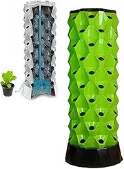 Hydroponics Growing System Vertical Tower, Multi-Layer Grow Tower Smart Kitchen Herb Indoor Planter Germination Kit for Grow Herbs, Fruits, Vegetables 10Tiers Green