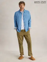 White Stuff Blue Leaf Printed Cotton Long Sleeve Shirt (F25094) | $71