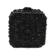 Nevenka Women Mini Crystal Box Clutch Evening Bags for Wedding Party with Chain-Black