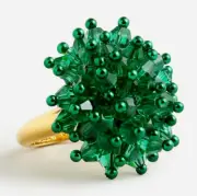 NWT J.Crew Women's sz 6 Crystal Burst Ring Emerald Forest STUNNING
