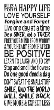 Primitive Stencil**Rules for a Happy Life**Subway for Family Signs Large 12"x24"