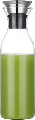Glass Carafe with Lid, 50 Ounces Borosilicate Drip-Free Glass Pitcher for Hot/Co