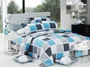 Brinty Quilt/Doona/Duvet Cover Set (Super King Size) Grey Blue