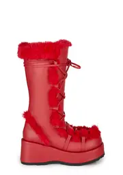 [Demonia] Pure Vigilance Low Platform Boots- Red