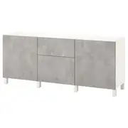 BESTÅ storage combination with drawers, white Kallviken/light grey concrete effect, 180x42x74 cm