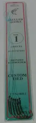 DOLPHIN Snelled Baitholder Hooks BH-1 (6PK) Size 1 (6 Packages)